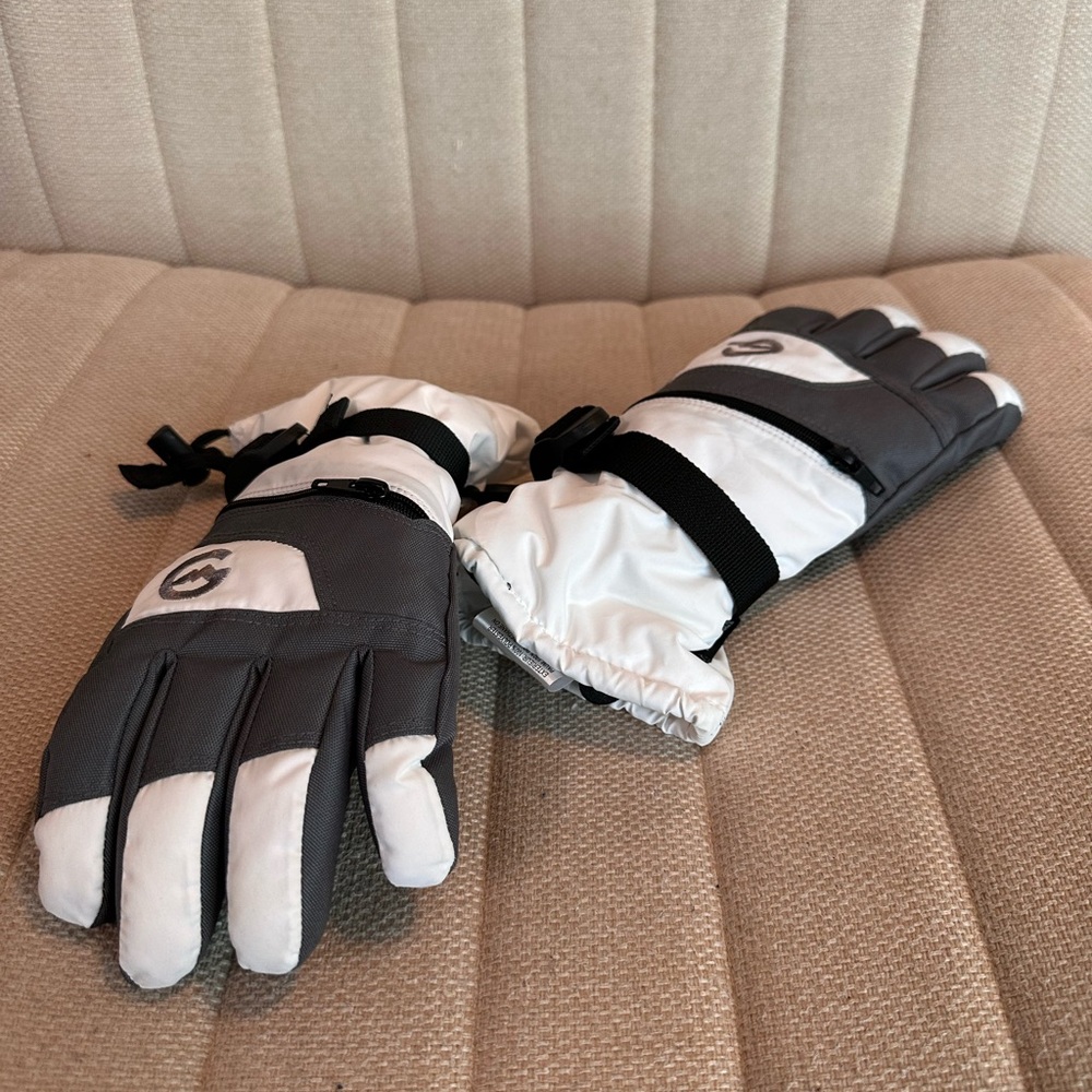 Stylish White and Gray Women's Gloves